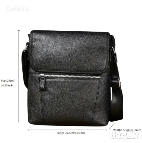 Премиум Луксозна, стилна мъжка бизнес чанта с презрамки /Черна естествена кожа!, снимка 4 - Чанти - 50305657