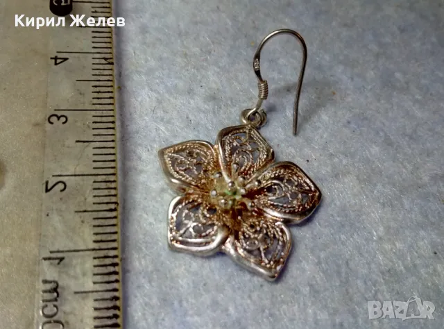 НЕЖНА ФЛОРАЛНА ФИЛИГРАННА ПОСРЕБРЕНА ОБЕЦА ЦВЕТЕ от БЛАГОРОДНА СТОМАНА 49319, снимка 5 - Обеци - 48952779