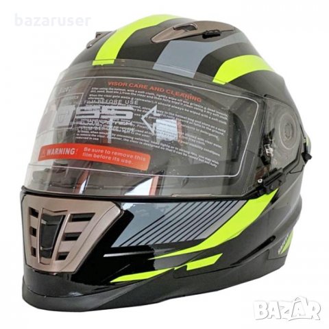 Каска за Мотор 999-3 Сиво /Жълто 181596-999-3 BLD, снимка 2 - Аксесоари и консумативи - 32411644