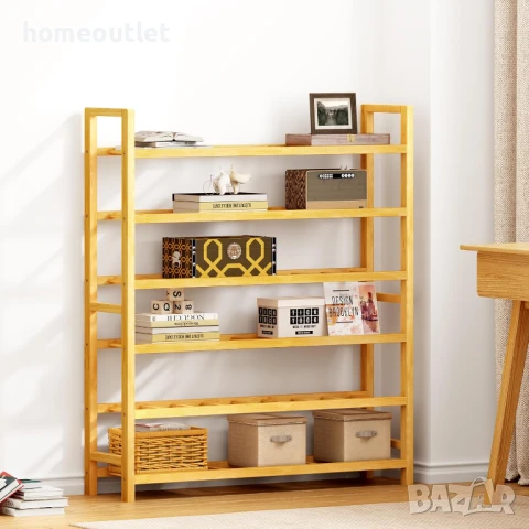 ПРОМОЦИЯ Бамбуков рафт за съхранение на обувки с 6 нива 60HSJFXJ-6-D, снимка 5 - Етажерки - 50767176