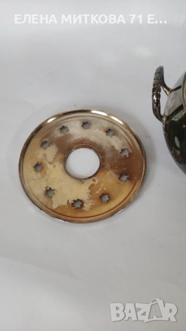 Старинен дебело посребрен комплект от 3 части-съд за подгряване и два подноса, снимка 10 - Антикварни и старинни предмети - 52377070