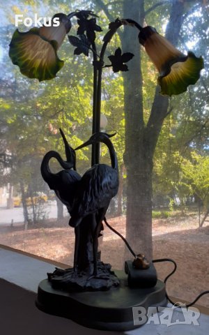 Уникално красива голяма арт лампа фигурална метал алабастър , снимка 1 - Антикварни и старинни предмети - 38551213