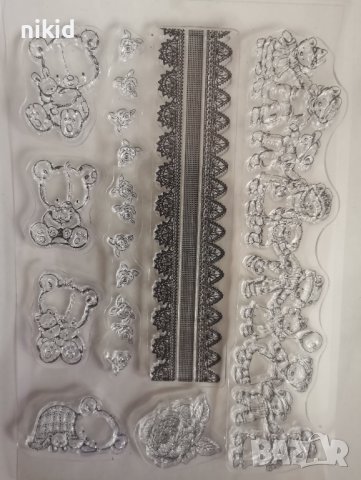 Мече Мечета Бордюр JOY CRAFTS силиконов гумен печат декор бисквитки фондан Scrapbooking, снимка 2 - Други - 38260626