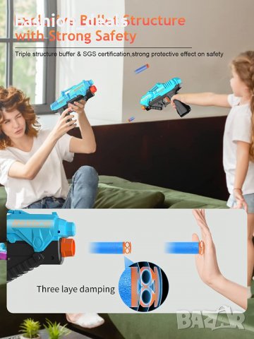 Нов Пистолет пневматична играчка за момчета Игра стрелба 6 пяна куршуми, снимка 6 - Други - 34955595