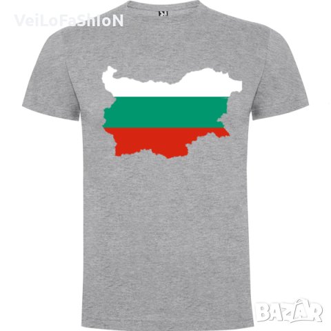 Нова мъжка тениска с Картата на България в сив цвят, снимка 1 - Тениски - 44046601