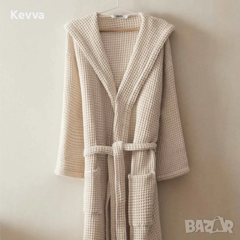 Халат за баня вафел 100 % памук, снимка 3 - Хавлиени кърпи - 52694592