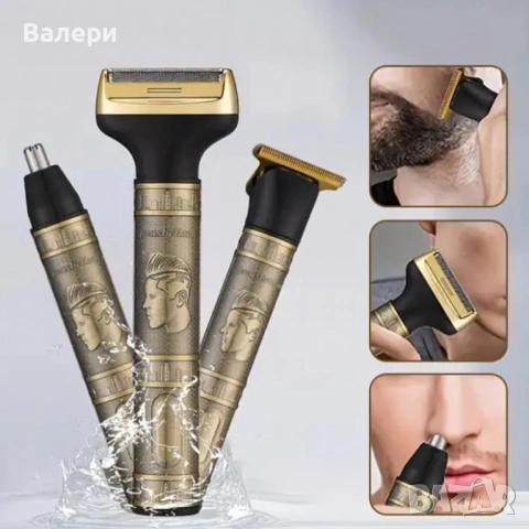 Тример Geemy GM-8045 3 в 1 – Комплект за подстригване и бръснене за мъже, снимка 4 - Тримери - 53197451