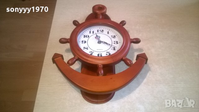 голяма котва с рул-дървена с часовник-42х31х6см-внос холандия, снимка 5 - Колекции - 27965272
