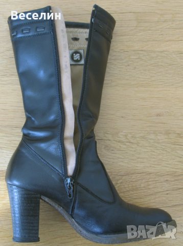 Дамски Кожени Ботуши Черни Зимни Обувки Женски Боти Мода Кожа, снимка 6 - Дамски ботуши - 43412148