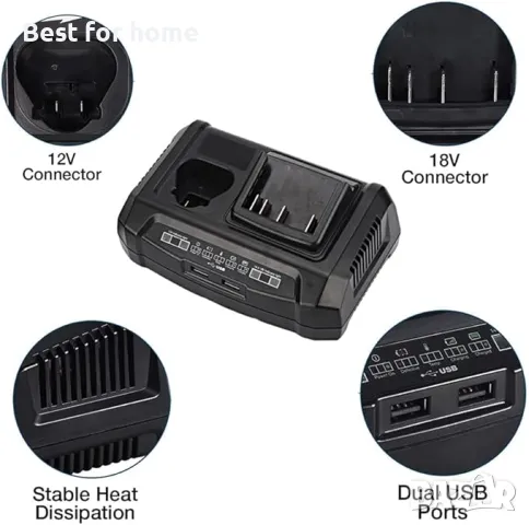  Зарядно устройство с два порта за литиево-йонни батерии  батерии, снимка 3 - Друга електроника - 49506988