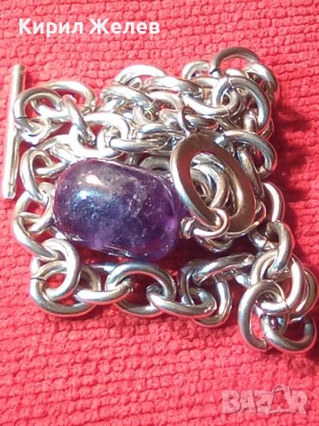СРЕБЪРНО КОЛИЕ ЛАНЕЦ с ЕДЪР ШЛИФОВАН ЮВЕЛИРНО АМЕТИСТ БУТИКОВО БИЖУ ВИСОКА ПРОБА СРЕБРО 25636, снимка 4 - Колиета, медальони, синджири - 35702017