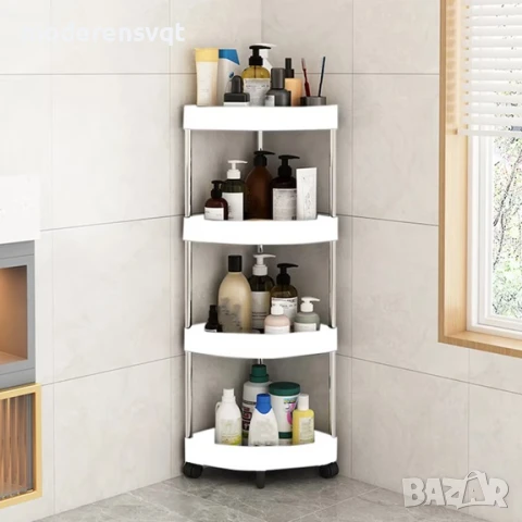 Ъглова етажерка с колелца за баня 4-етажна, снимка 2 - Други стоки за дома - 51059558