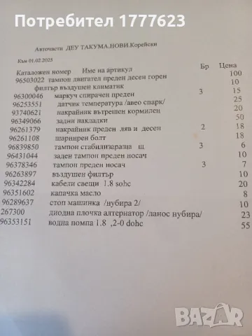 Авто части Деу Такума.DAEWOO TACUMA