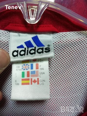 Adidas Vintage оригинално мъжко червено яке ретро винтидж размер 42/44 - L, снимка 5 - Якета - 43296276