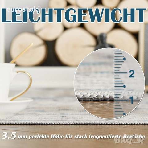 TOPICK Килимче за врата 150 x 90 см, перещ се, супер тънък, сгъваем, винтидж, с къс  косъм, ориентал, снимка 3 - Килими - 51855069