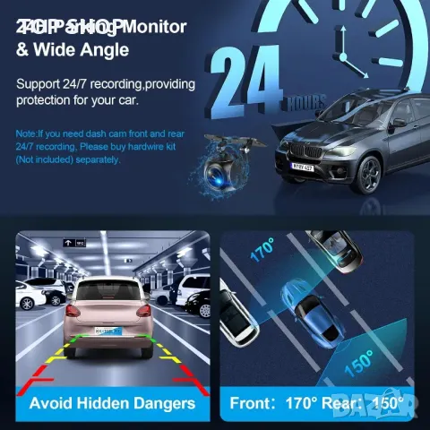 Yansoo Dash Cam + задна камера и карта  8GB карта, снимка 6 - Аксесоари и консумативи - 48636192