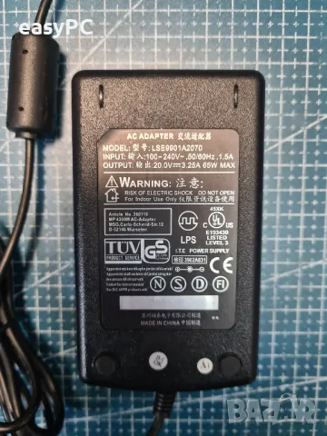 Оригинален захранващ адаптер LSE9901A2070 20V 3.25A 65W, снимка 2 - Друга електроника - 47853855