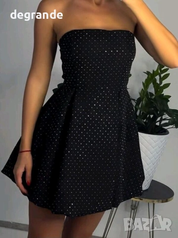 Черна дамска рокля с камъни 