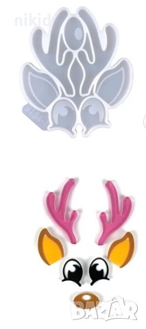 елен части очи нос уши рога шапка силиконов молд форма фондан шоколад смола декор украса торта, снимка 6 - Форми - 43690324