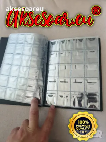 Класьор за 250 монети с 2 размера листи Албум от PU кожа Книга за събиране на жетони значки марки, снимка 2 - Нумизматика и бонистика - 49272278