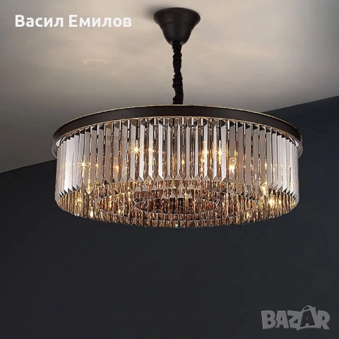 Уникален висящ полилеи с висящи кристали, снимка 10 - Лампи за таван - 51943920