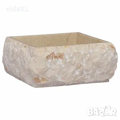 vidaXL Кремава мивка, 30x30x13 см, мрамор（SKU:149174）, снимка 1 - Мивки - 49467685