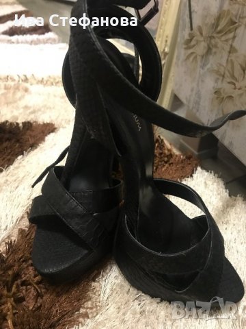 Дамски елегантни черни кожени сандали Shoe AQUARIUM, снимка 3 - Сандали - 28360173