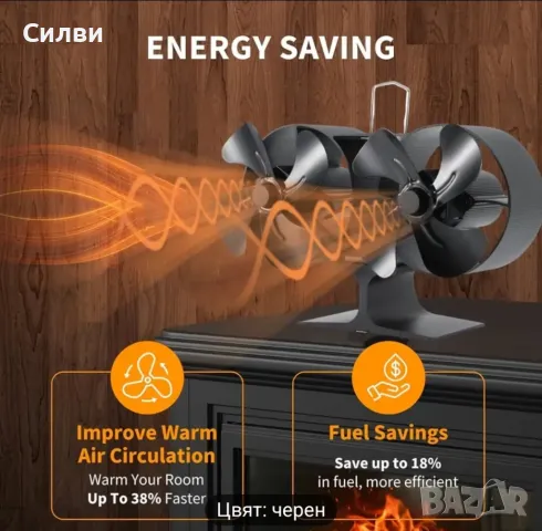 Двоен вентилатор за камина печка термогенератор автономен Нов, снимка 4 - Други - 49338152