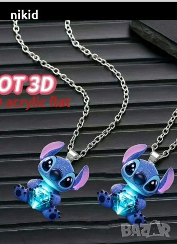 2D Стич stitch с кристал акрил Детско колие синджир гердан с висулка, снимка 2 - Други - 51529430