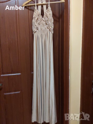 Официална дълга рокля в цвят бежаво шампанско Fabrizia ITALY, снимка 2 - Рокли - 34269012