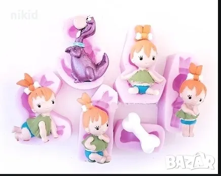 5 бр Семейство Флинстоун Flintstones силиконов молд форма калъп гипс кубчета гипсови фигурки с имена