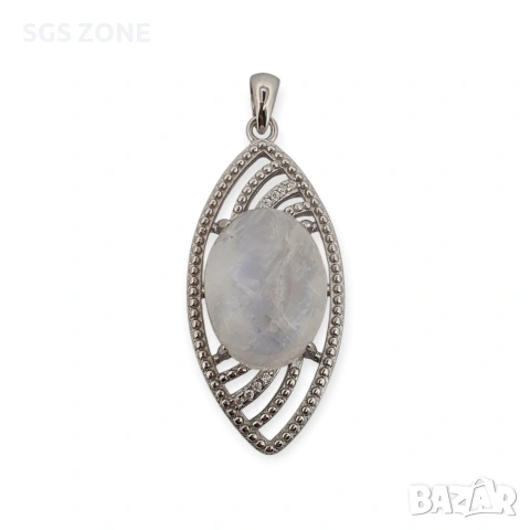 Сребърна висулка с лунен камък, танзанит или розов опал, снимка 6 - Колиета, медальони, синджири - 51746731