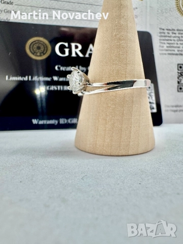 Сребърен пръстен с мойсанит (Диамант) 0.5 карата , снимка 5 - Пръстени - 52176971