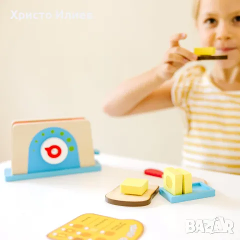 Дървен тостер Melissa and Doug Дървен комплект Тостер с хляб и масло, снимка 8 - Други - 48203368