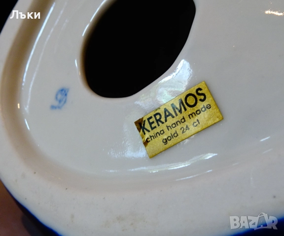 Буда китайски порцелан,кобалт,24 карата злато,печат. , снимка 9 - Статуетки - 51695391