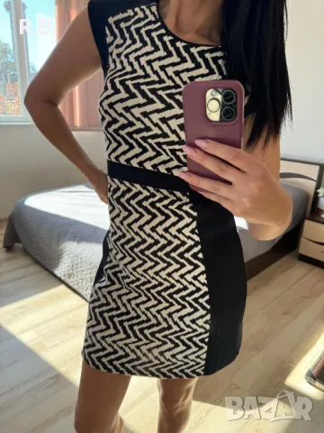 Черно/бяла елегантна рокля, М размер, снимка 2 - Рокли - 47736117