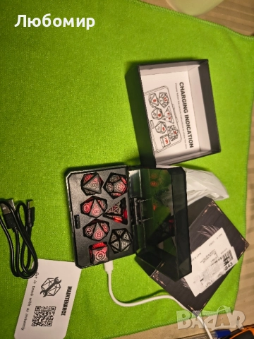 Комплект зарове D&D с презареждащи се елементи, светещи зарове, 7 електронни светещи 

, снимка 3 - Други игри - 52557715