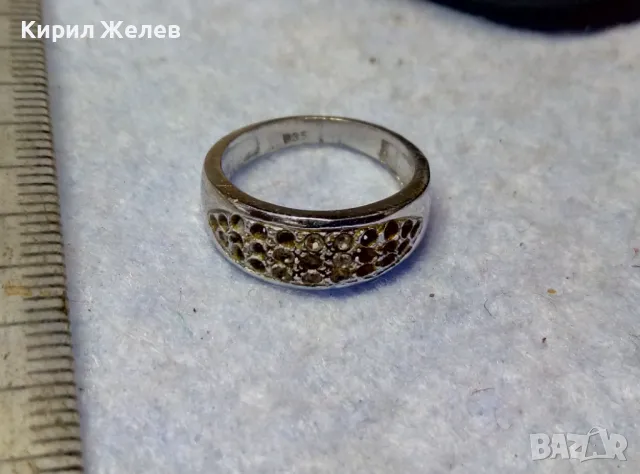 СТИЛЕН СТАР ПРЪСТЕН от БЛАГОРОДНА СТОМАНА с БЯЛА ПОЗЛАТА и ПЕЧАТ 835 НЯКОИ ЦИРКОНЧЕТА ЛИПСВАТ! 48266
