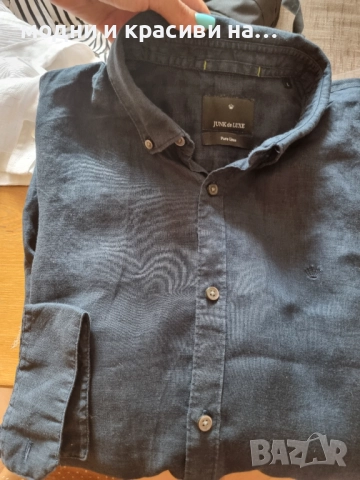 Мъжка ленена риза Junk de Luxe, размер L, снимка 9 - Ризи - 52652584