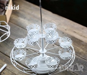 метална стойка поставка сърцевидни кошнички Карусел за 12 бр мъфини мъфина къпкейк кексчета, снимка 4 - Аксесоари за кухня - 37636254