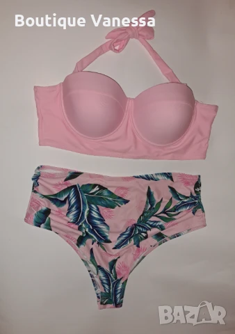 Дамски бански от две части в розово 