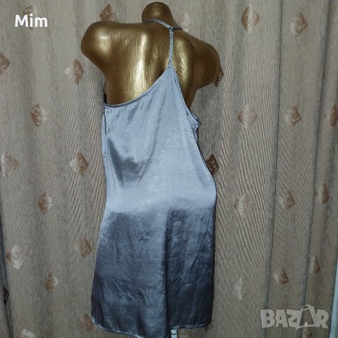   Secret Possessions M/L Оловно сива сатенена нощница , снимка 4 - Нощници - 43694417