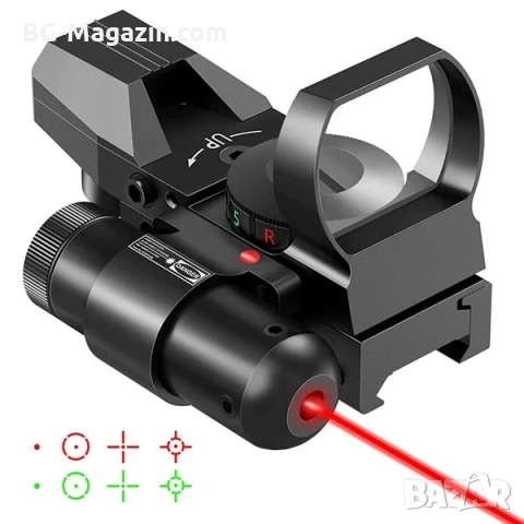 Тактически бързомер с лазер двуцветен мерник за пушка пистолет еърсофт лов, снимка 7 - Оборудване и аксесоари за оръжия - 51051813