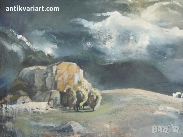 Картина Буря в Планината масло върху фазер,подпис, снимка 3 - Картини - 27824913