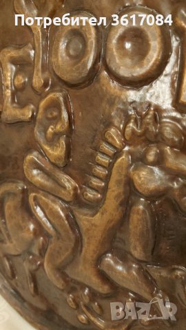 Винтидж медно пано, чиния, декорация, снимка 3 - Антикварни и старинни предмети - 39886641