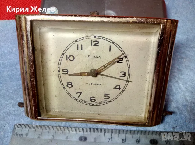 SLAVA 11 JEWELS MADE in USSR Стар КОЛЕКЦИОНЕРСКИ РУСКИ МЕХАНИЧЕН БУДИЛНИК СЛАВА 35270, снимка 2 - Антикварни и старинни предмети - 47686104