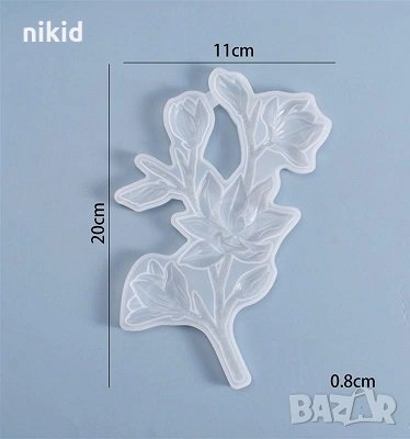 Грамаден клон клонка цъфнали цветя магнолия силиконов молд форма фондан шоколад смола гипс декор , снимка 2 - Форми - 32454105