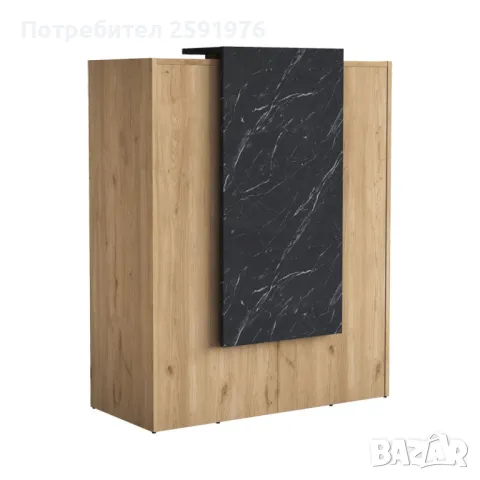 Рецепция Zowel, Натурален цвят + черен мрамор, 90x40x110cm -Промо цена, снимка 1