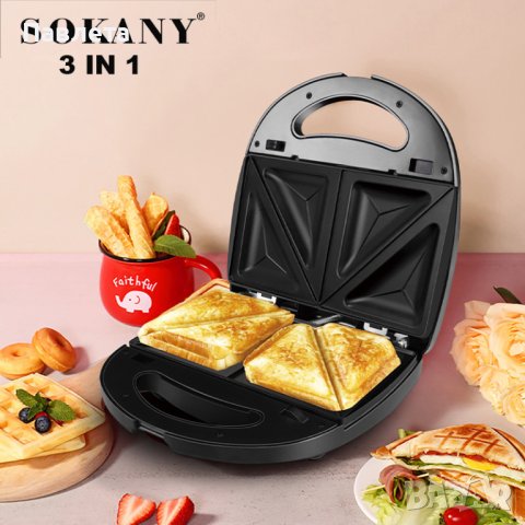 Сандвич тостер, Гофретник и "GRIL 3 в 1 SOCANY" , снимка 7 - Тостери - 40825456