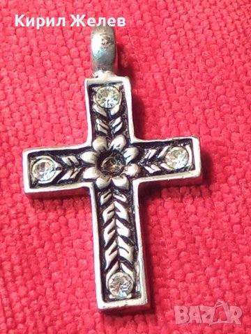 ПОСРЕБРЕН ВИНТИДЖ ФЛОРАЛНО ОРНАМЕНТИРАН НАГРЪДЕН КРЪСТ с КРИСТАЛИ 24777, снимка 3 - Колиета, медальони, синджири - 36365190